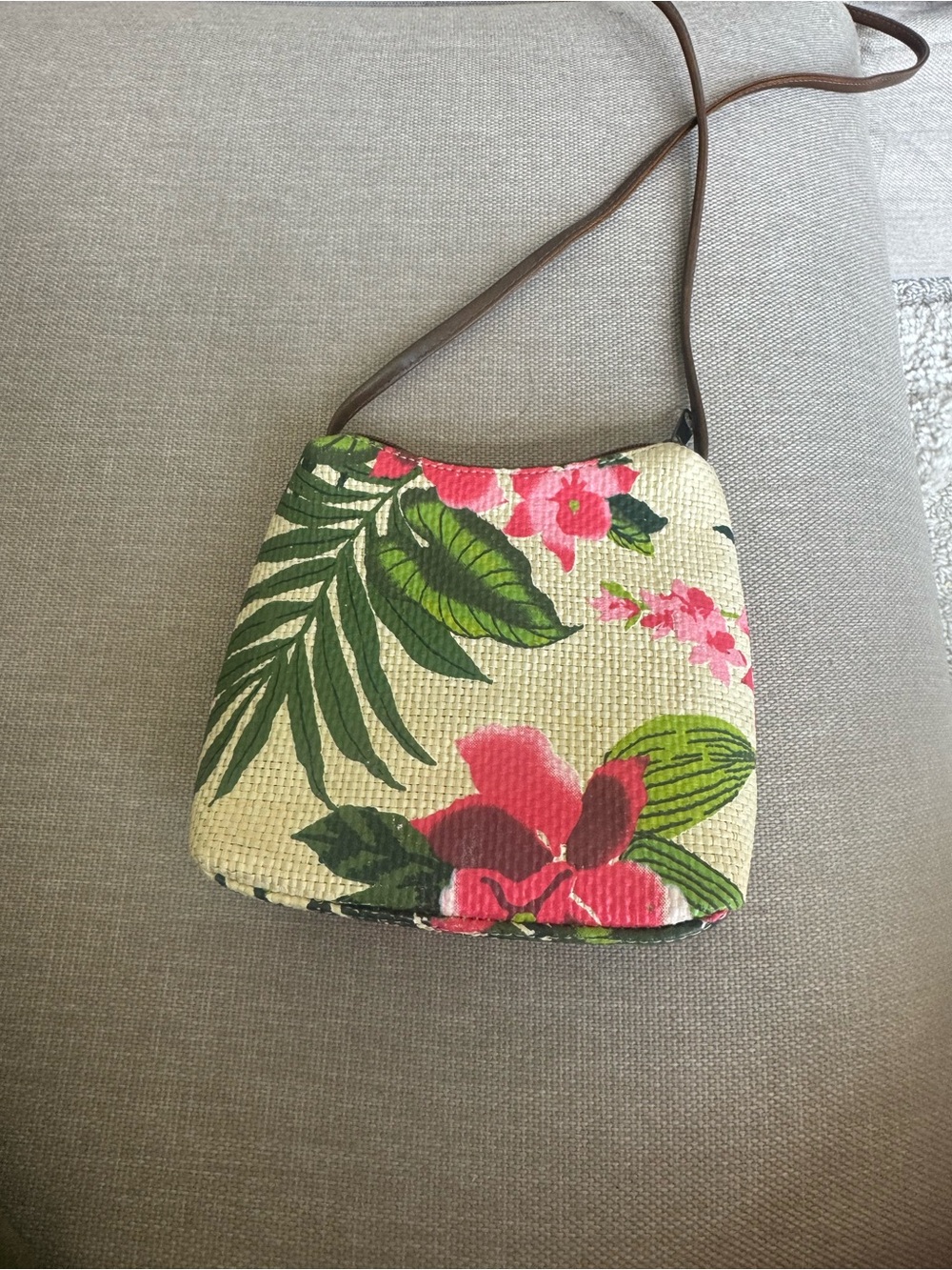Capelli of New York Tropical Floral Crossbody — Pink & Green